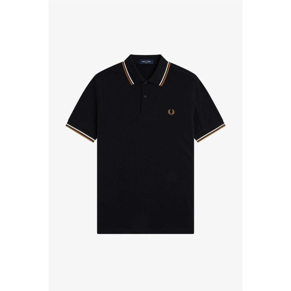 Fred Perry Mens Twin Tip Polo Shirt / Black/Brown